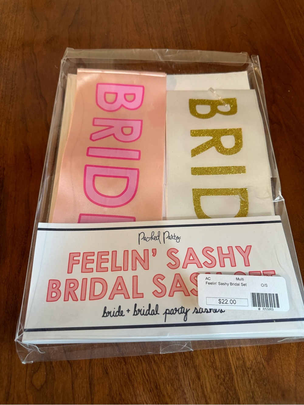 Packed Party Bridal Sash Set - Pink & Gold